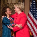 Hillary Clinton hugs Jineth Bedoya