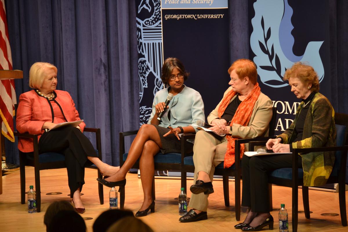 Ambassador Verveer addresses panel at Georgetown