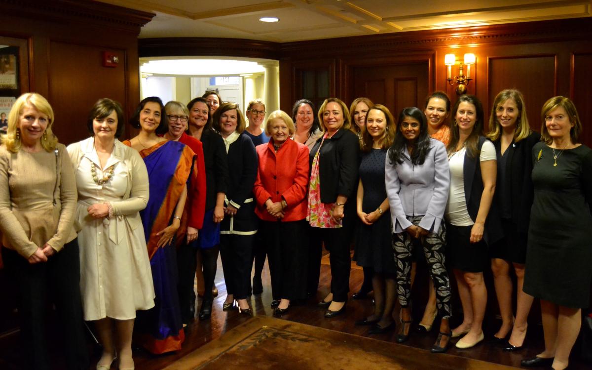 Melanne Verveer and group of students and parents