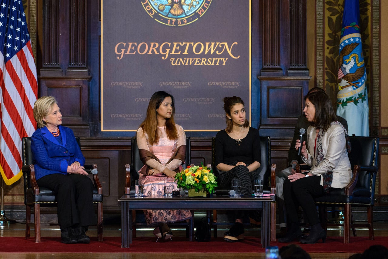 Secretary Clinton, Wai Wai Nu, Nadia Murad, and Lyse Doucet