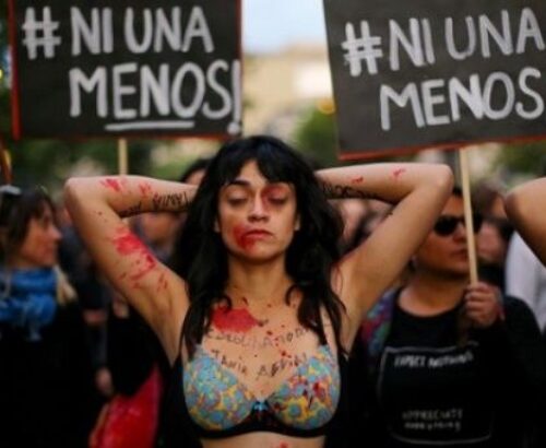 Woman protests against gender-based violence