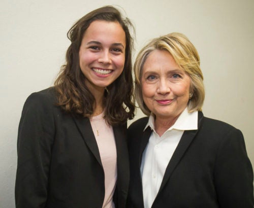 GIWPS student Abbey Nichols with Hillary Clinton