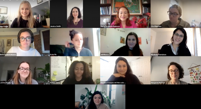 This is a screenshot of the virtual event showing the students who were in attendance via Zoom.